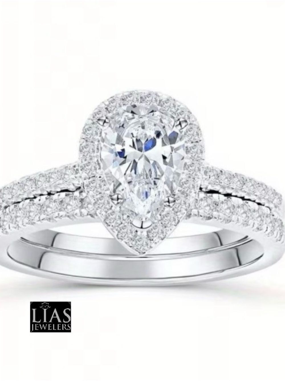 New 18k white gold wedding ring set